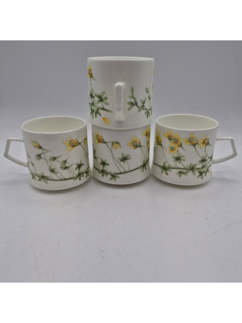 Narumi Mikasa Nature’s Garden Bone China Cups Set of Four Japan Floral VTG